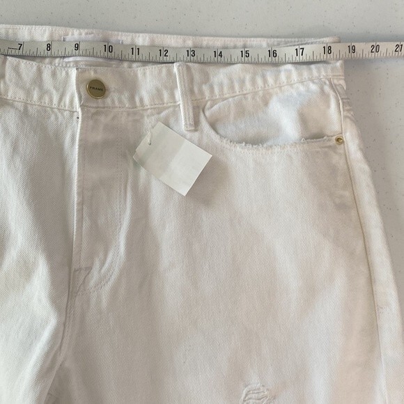 Frame Le Garcon Straight Leg High Rise Distressed Jeans Rigid Destroyed Holes - Picture 13 of 16